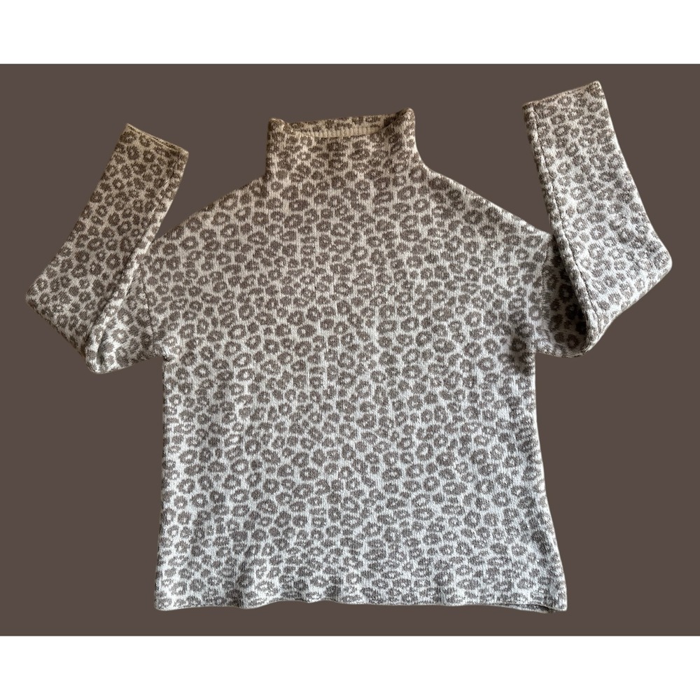 Christian Siriano‎ New York Leopard Print Mock Neck Sweater Size Medium